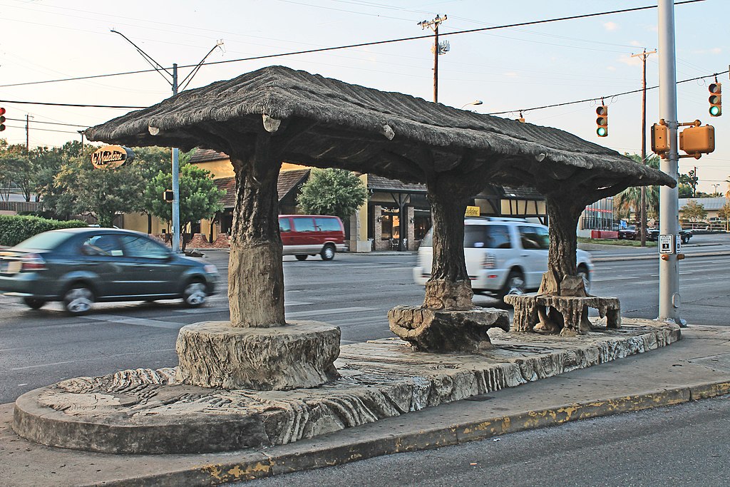 Concrete bus stop in Alamo Heights, Texas