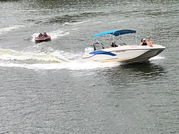 Enjoying a boat ride on the lake